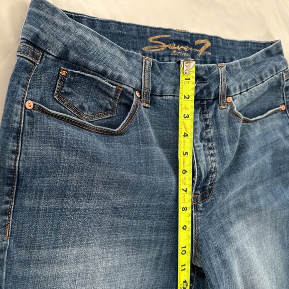Seven7 Plus Size 14 High Rise Slim Straight Jeans Blue Stretch Denim - Picture 6 of 11